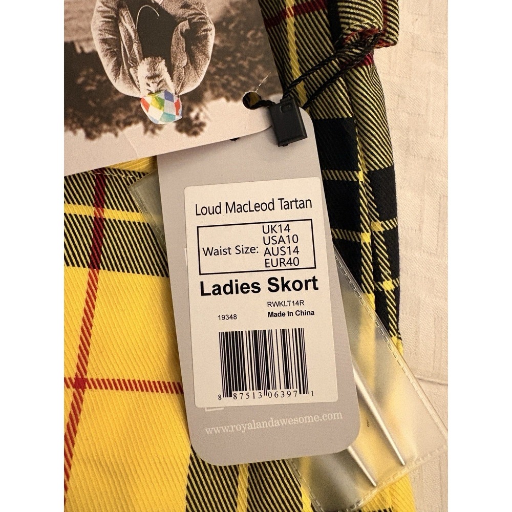 Royal‎ & Awesome Yellow Plaid Golf Skort Size 10 NWT RWKLT14R - Picture 4 of 6